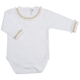 CAMEL HAND-SMOCKED BODYSUIT