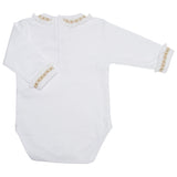 CAMEL HAND-SMOCKED BODYSUIT
