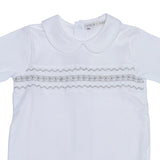 GREY HAND-SMOCKED BABYGROW