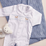 CABALLO HAND-SMOCKED BLUE BABYGROW