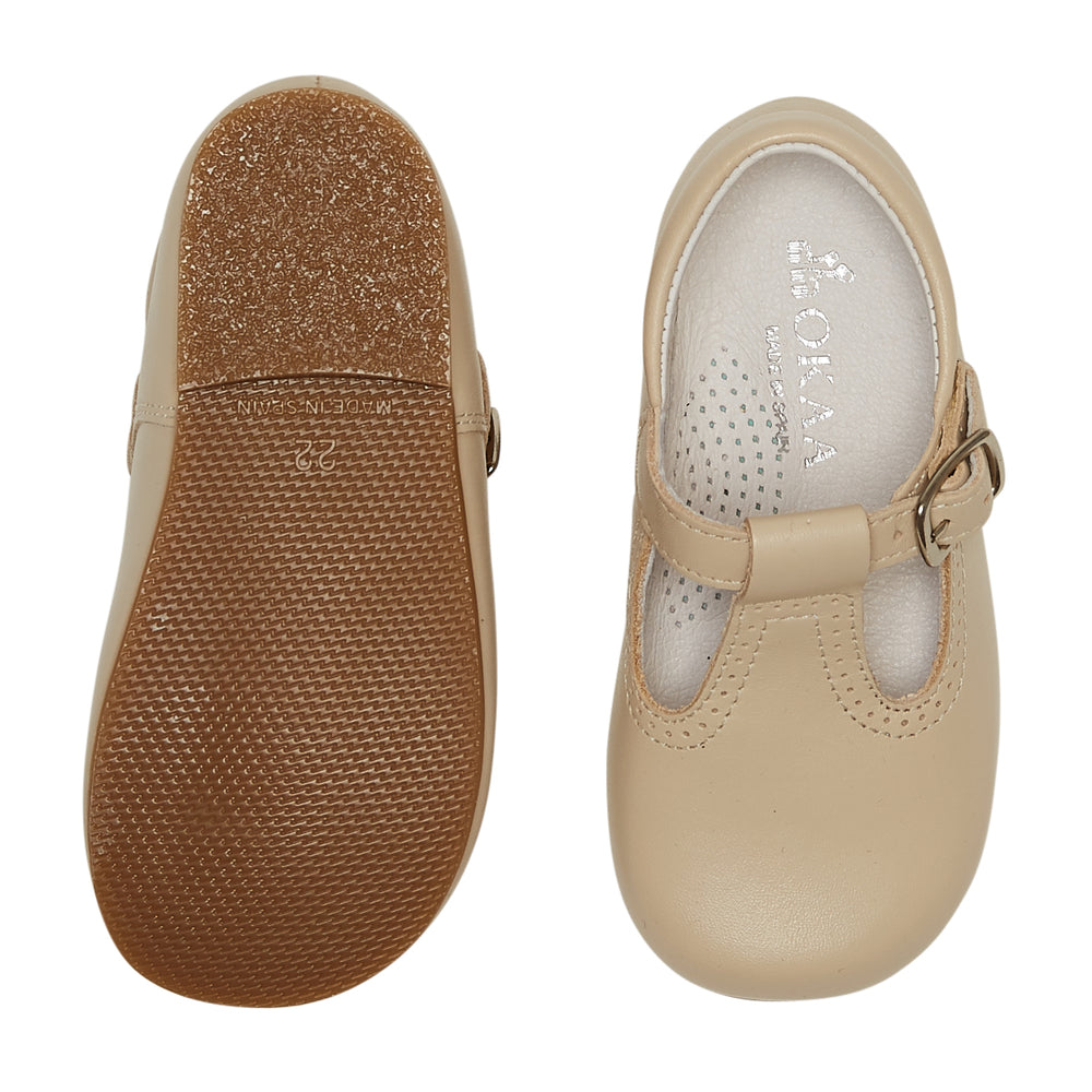 Beige t bar shoes new arrivals