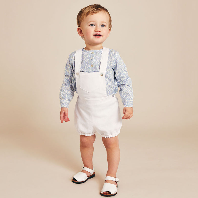 WHITE LEON DUNGAREES WITH POCKET